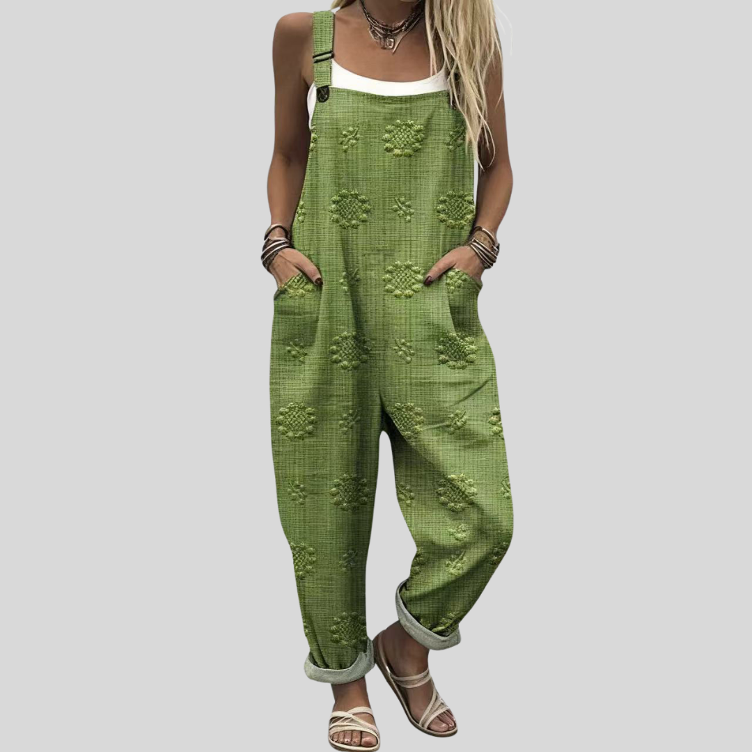 olivgrüne Latzhose mit Struktur